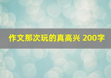 作文那次玩的真高兴 200字